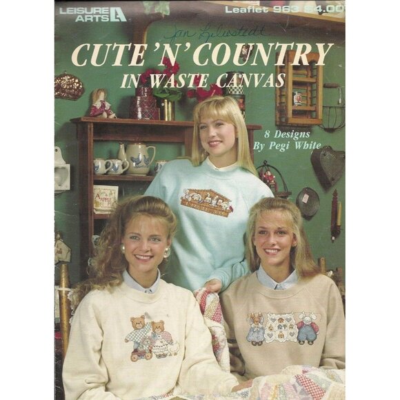 Leisure Arts Cute 'n'  Country Color Charted Designs for Cross Stitch Patterns - Picture 1 of 5